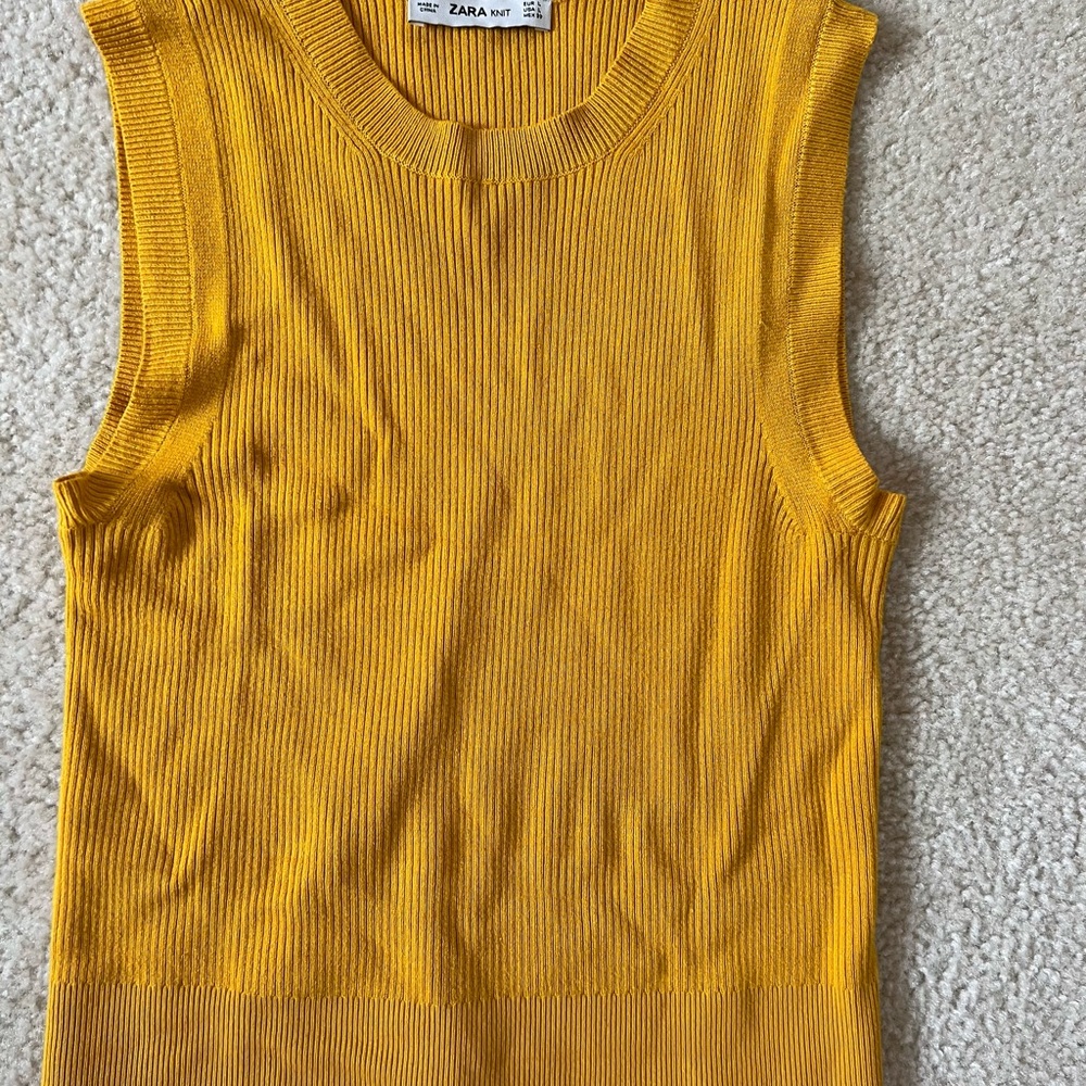 Zara Mustard Ribbed Sleeveless Top